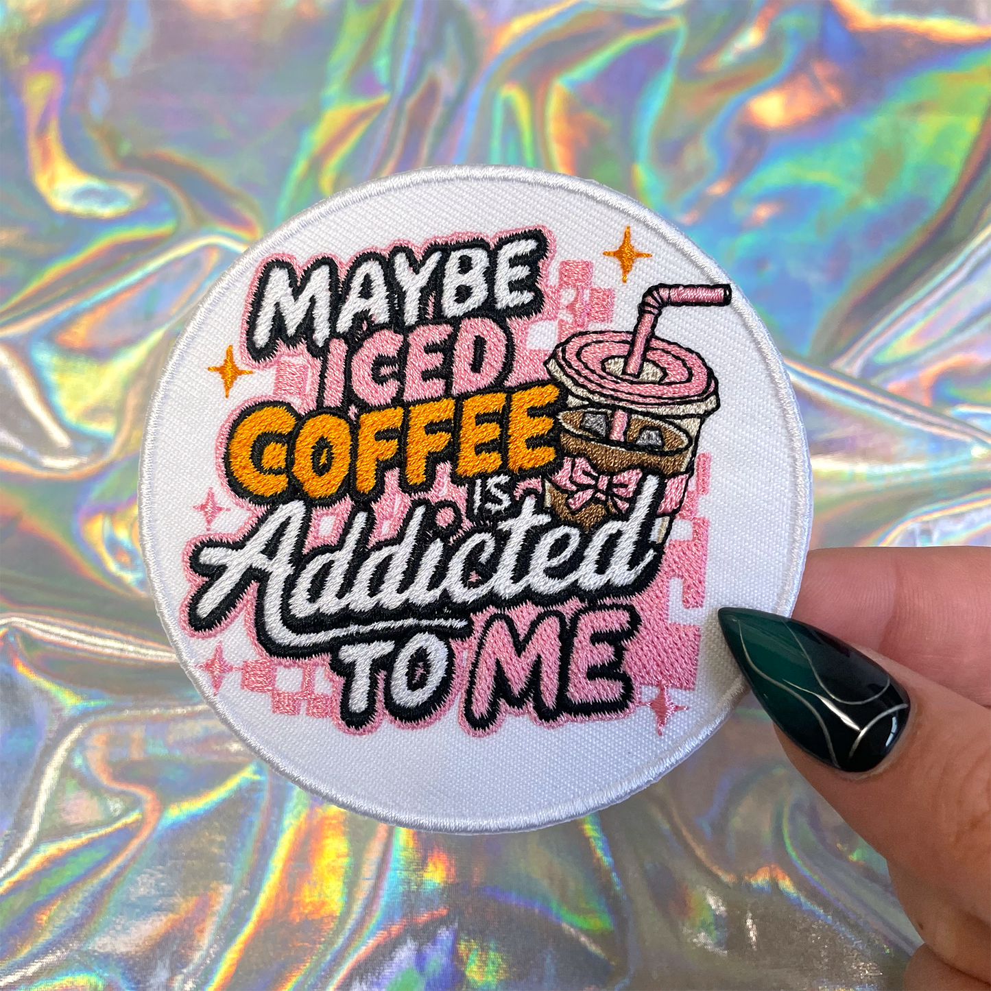 Maybe Iced Coffee is Addicted to Me Iron On Patch The Crafty Engineer Pikolelie