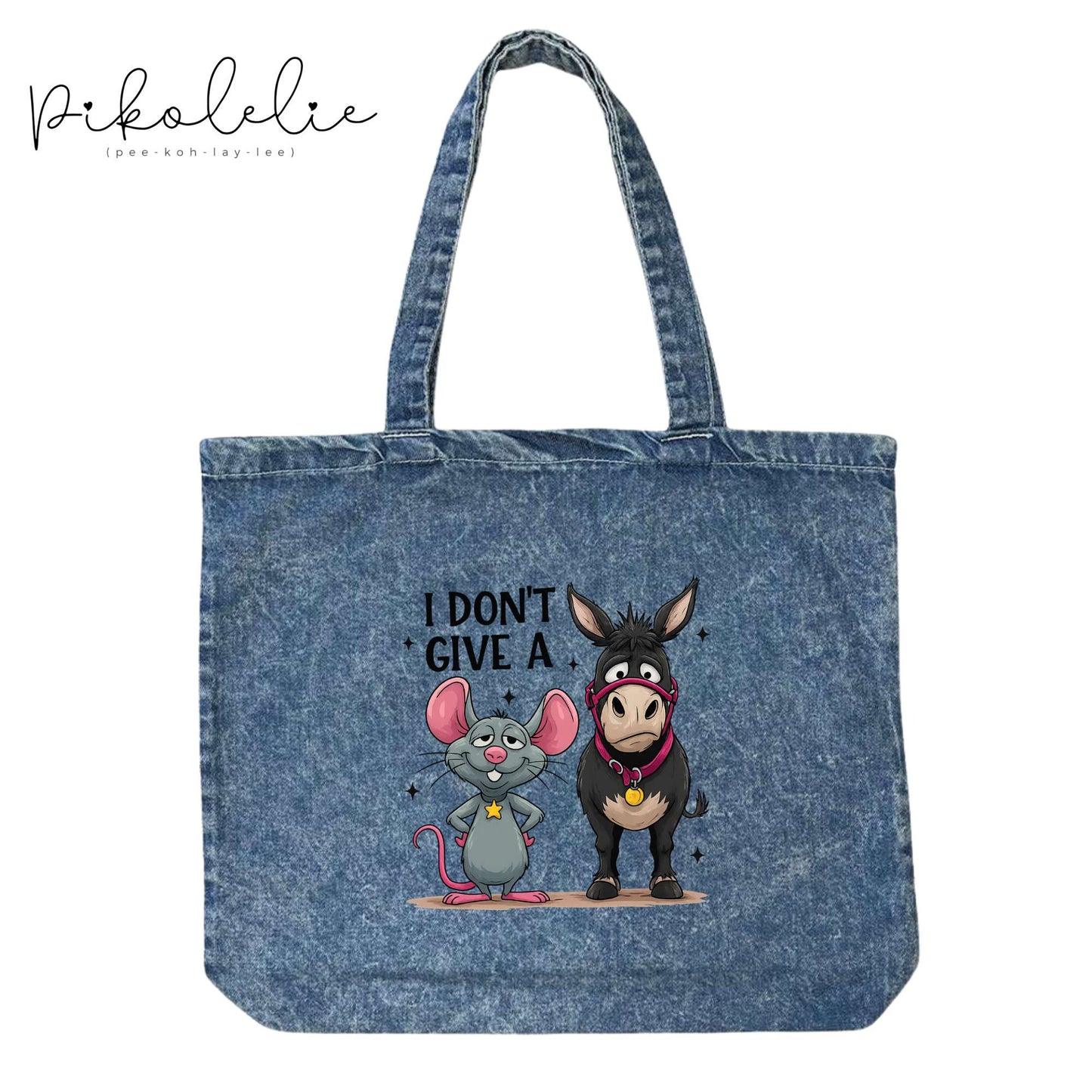 I don’t Give A Denim Tote Pikolelie Pikolelie Bags