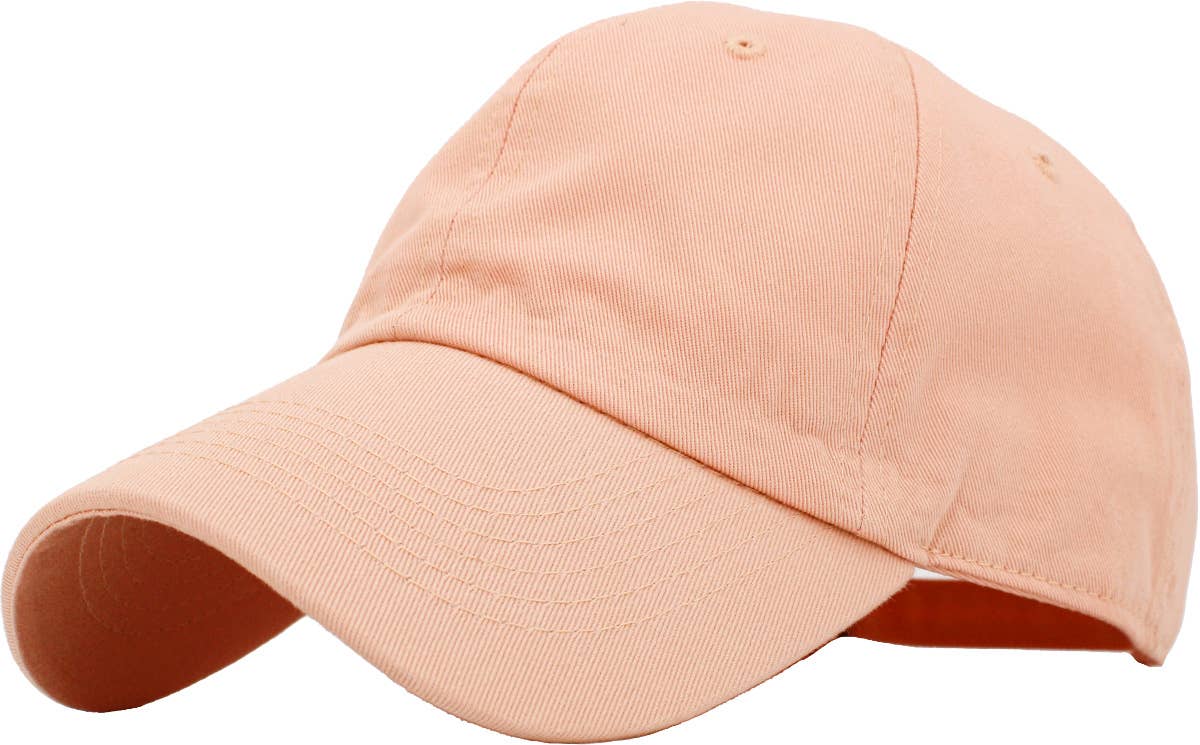 Blank Low Profile Cotton Baseball Cap: Peach KBETHOS Pikolelie