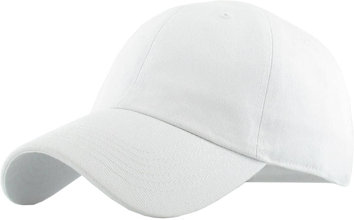 Blank Low Profile Cotton Baseball Cap: White KBETHOS Pikolelie