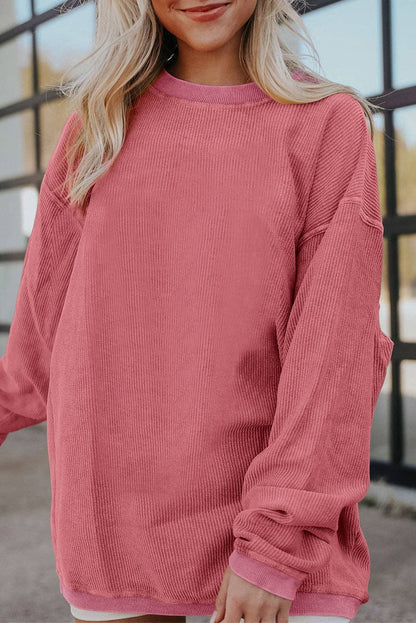 Customizable Long Sleeve Ribbed Corded Oversized Sweatshirt Lovesoft Pikolelie