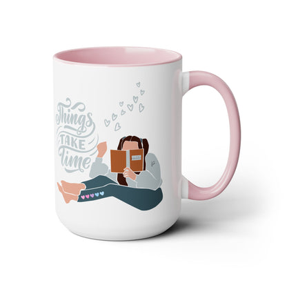 Things Take Time Two-Tone Coffee Mug, 15oz