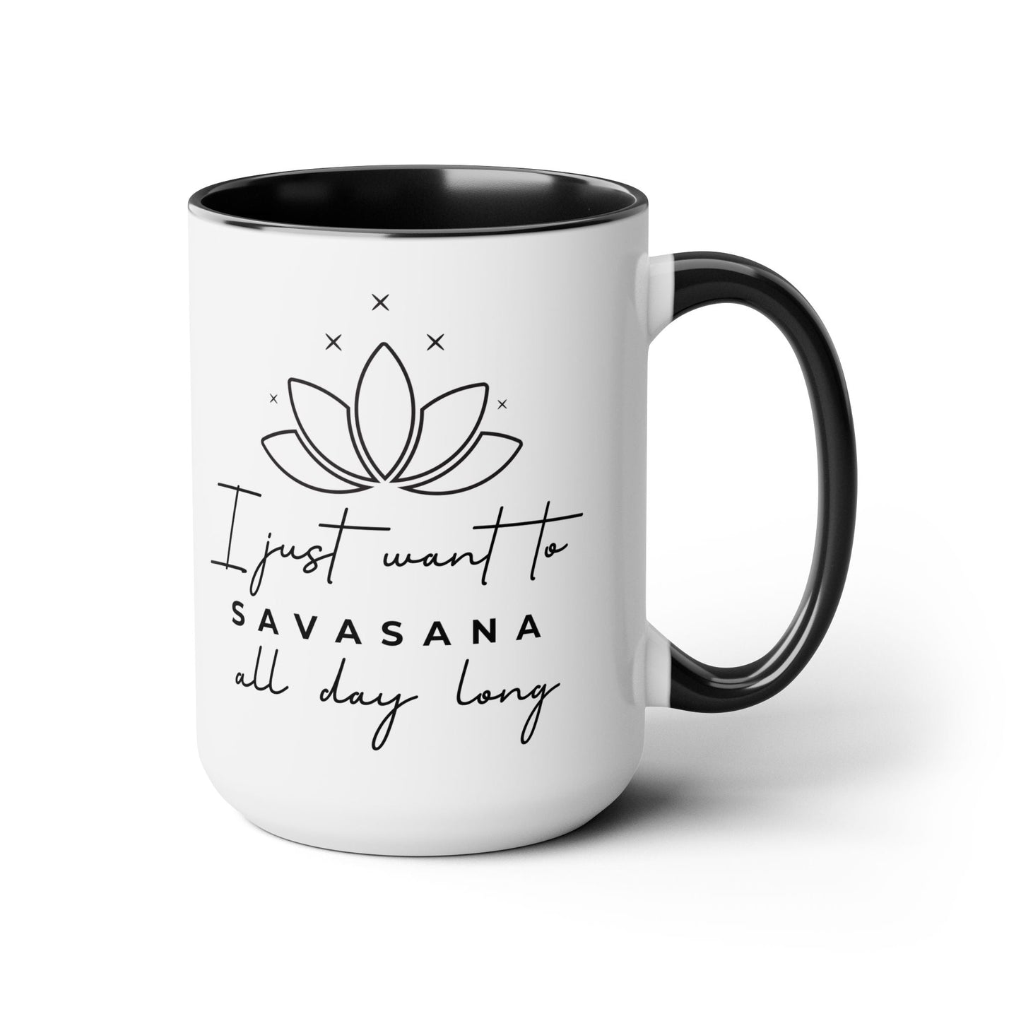 Savasana Two-Tone Coffee Mug, 15oz Printify Pikolelie Mug