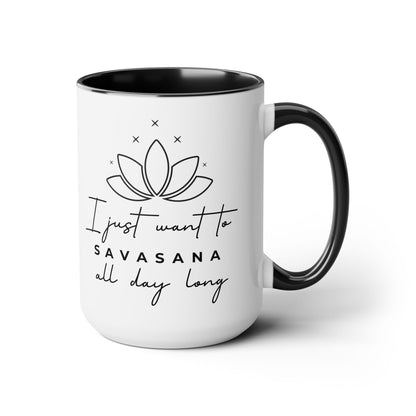 Savasana Two-Tone Coffee Mug, 15oz Printify Pikolelie Mug