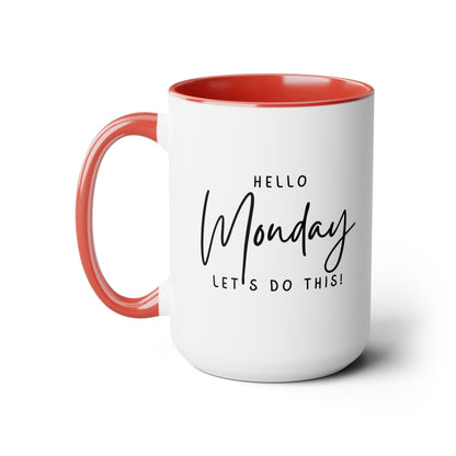Hello Monday Two-Tone Coffee Mug, 15oz Printify Pikolelie Mug