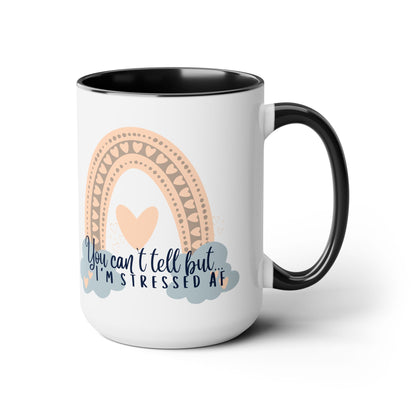 Stressed AF Two-Tone Coffee Mug, 15oz