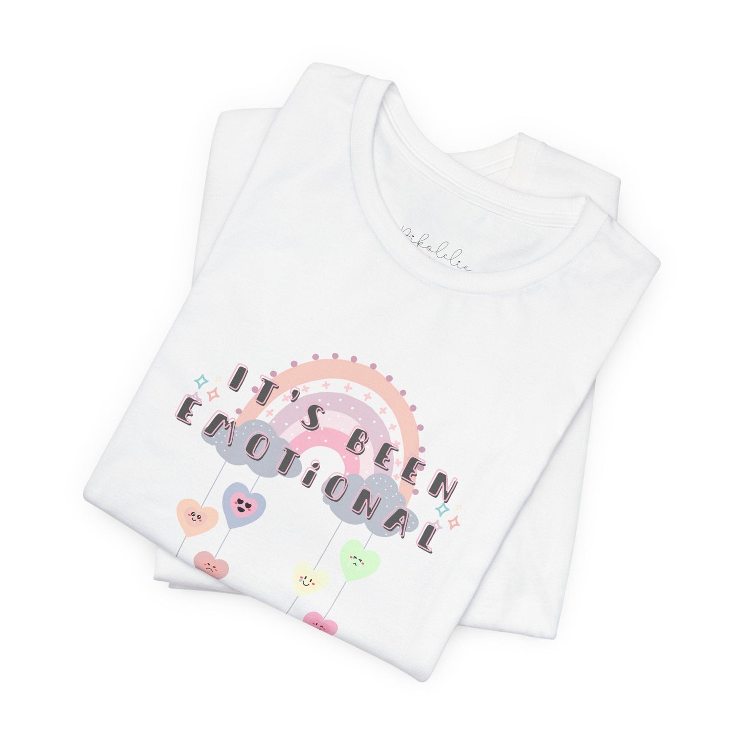 It’s Been Emotional Graphic Tee — Pastel Rainbow Hearts Casual T‑Shirt Printify Pikolelie T-Shirt
