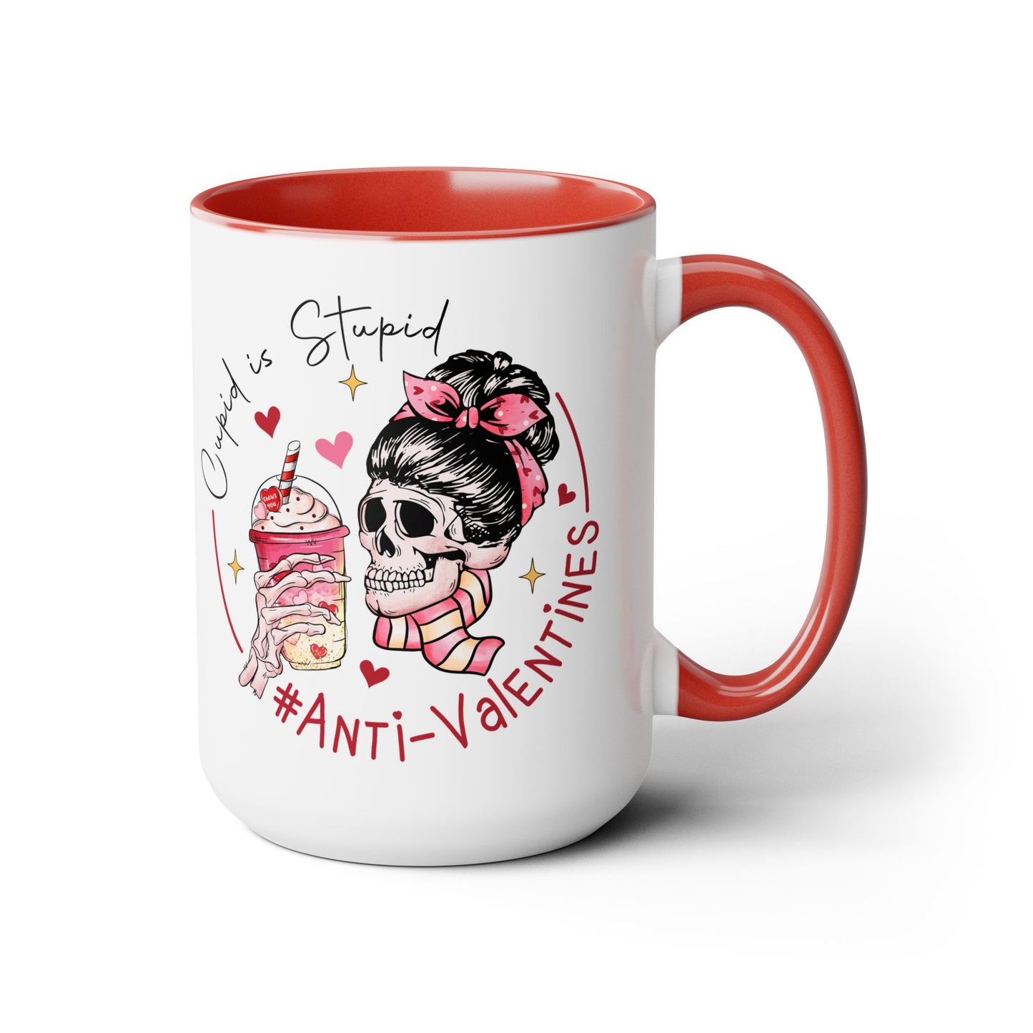Cupid is Stupid Two-Tone Coffee Mug, 15oz