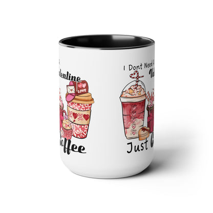 Just Need Coffee Two-Tone Coffee Mug, 15oz Printify Pikolelie Mug