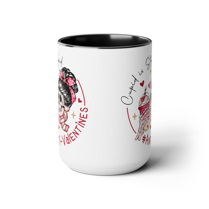 Cupid is Stupid Two-Tone Coffee Mug, 15oz Printify Pikolelie Mug