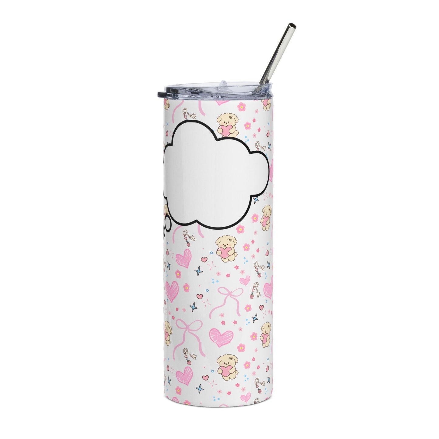 Copy of 20oz Stainless Steel Tumbler — Floral Pink Hearts Cute Pattern, Insulated Travel Cup Printify Pikolelie Mug