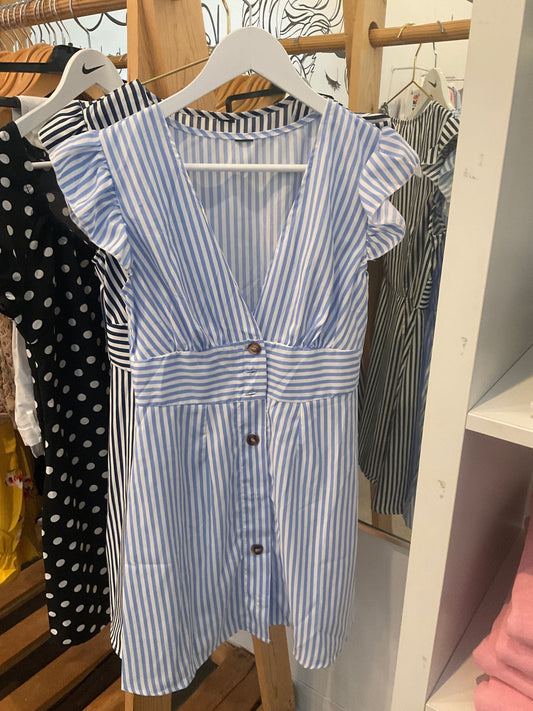 Light Blue Striped Dress Pikolelie Pikolelie
