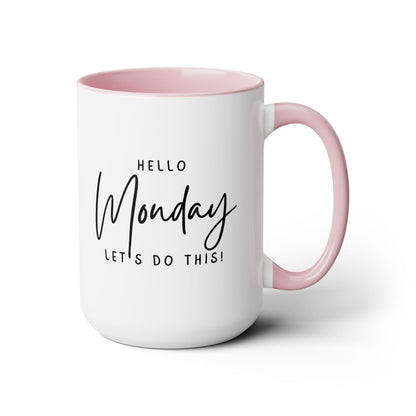 Hello Monday Two-Tone Coffee Mug, 15oz