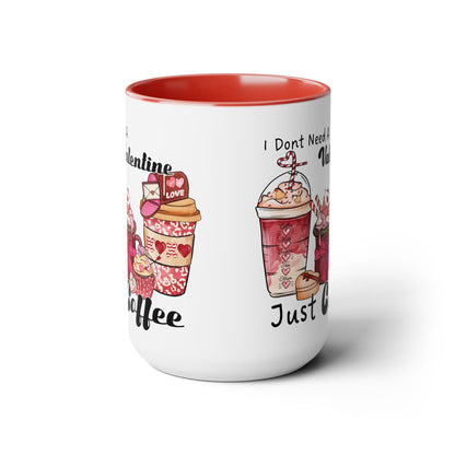 Just Need Coffee Two-Tone Coffee Mug, 15oz Printify Pikolelie Mug