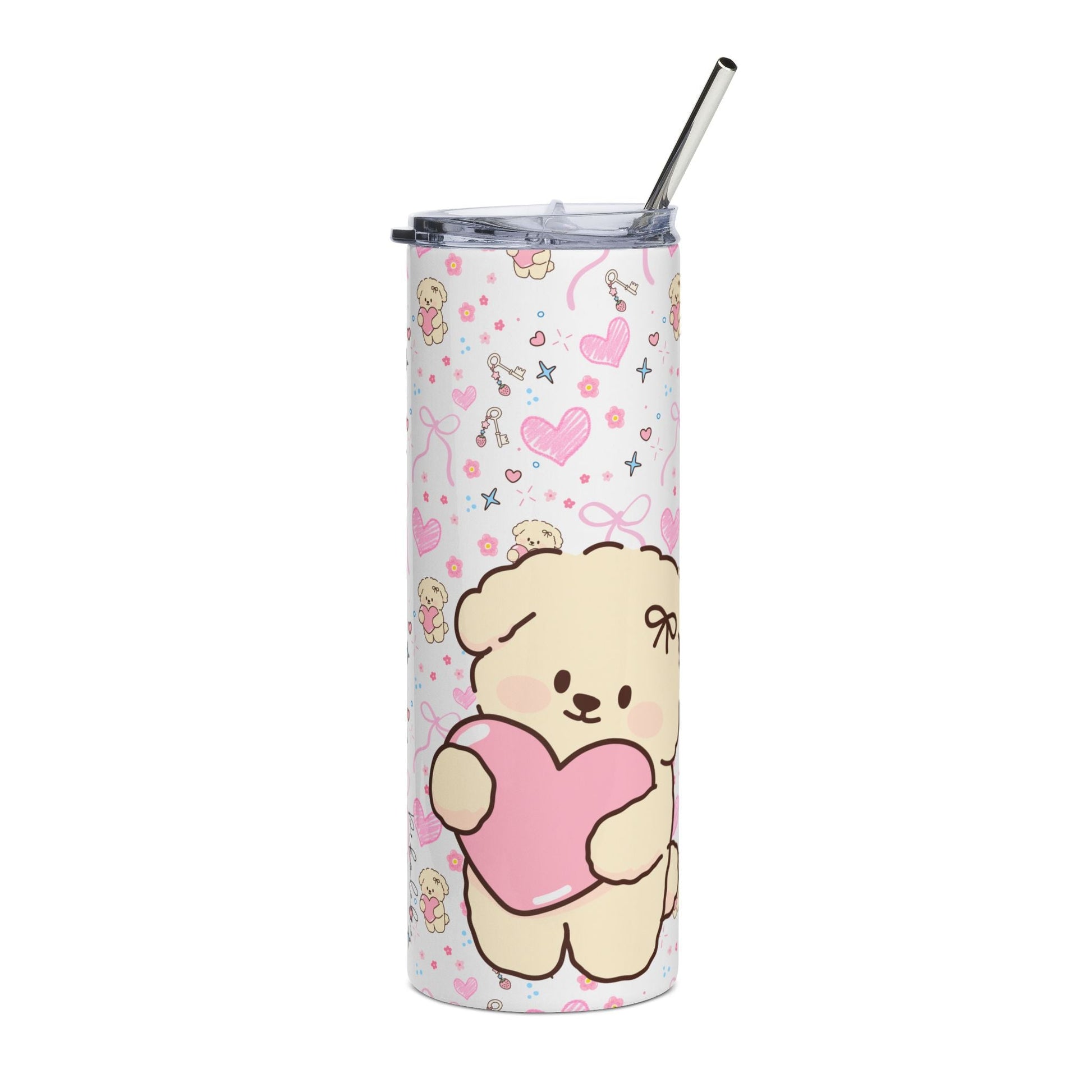 Copy of 20oz Stainless Steel Tumbler — Floral Pink Hearts Cute Pattern, Insulated Travel Cup Printify Pikolelie Mug