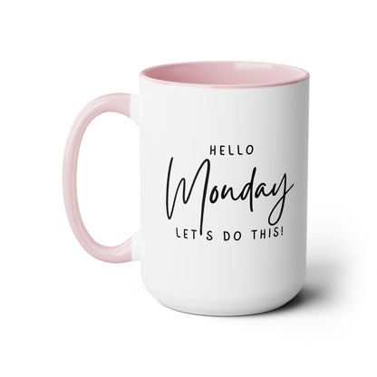 Hello Monday Two-Tone Coffee Mug, 15oz Printify Pikolelie Mug
