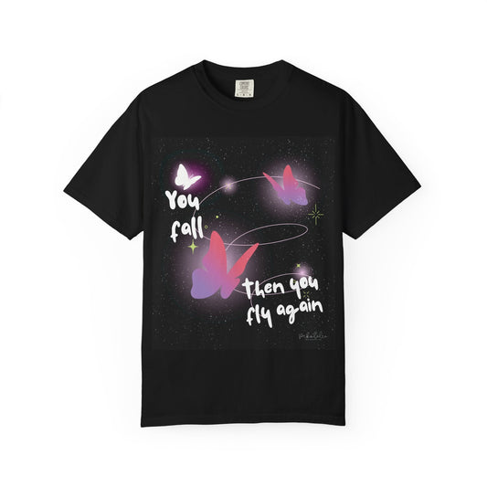 Inspirational Butterfly T‑Shirt — "You Fall Then You Fly Again" Printify Pikolelie T-Shirt