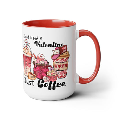 Just Need Coffee Two-Tone Coffee Mug, 15oz Printify Pikolelie Mug