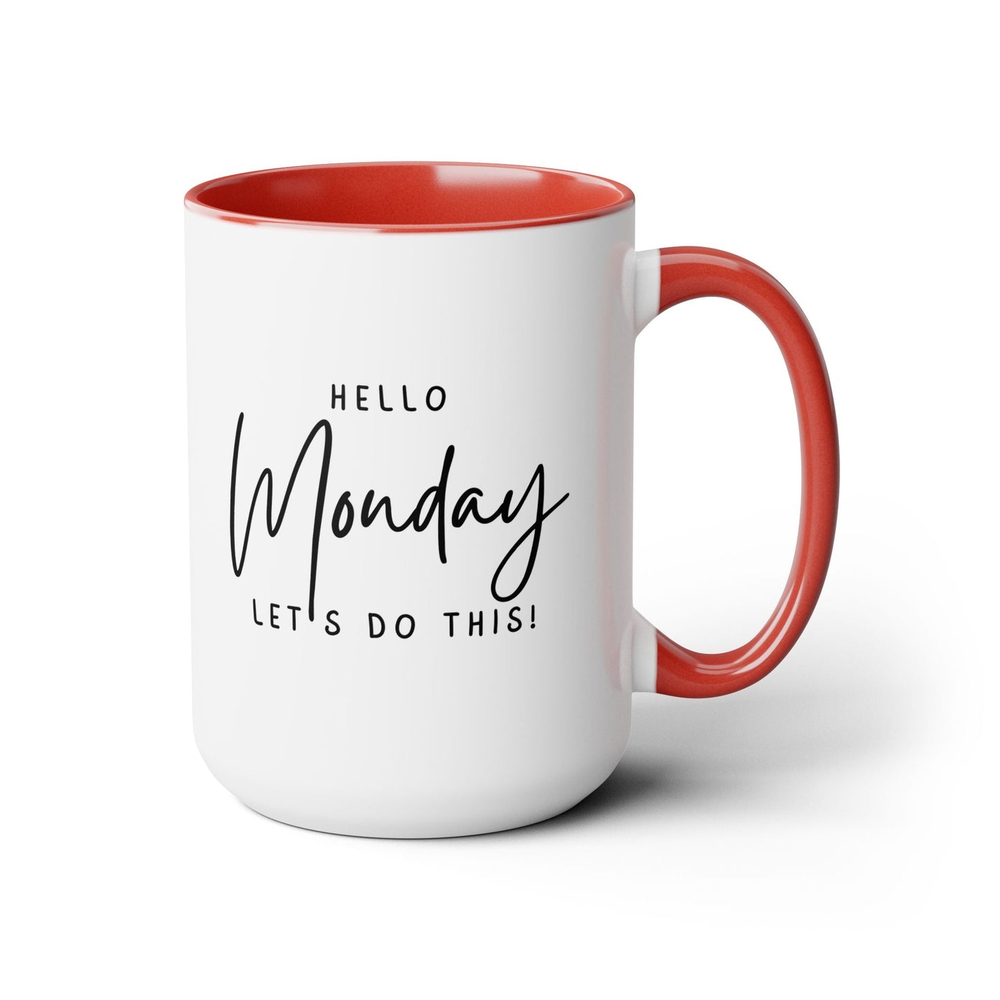 Hello Monday Two-Tone Coffee Mug, 15oz Printify Pikolelie Mug