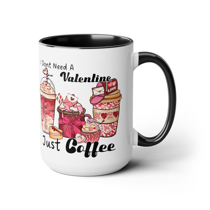 Just Need Coffee Two-Tone Coffee Mug, 15oz Printify Pikolelie Mug