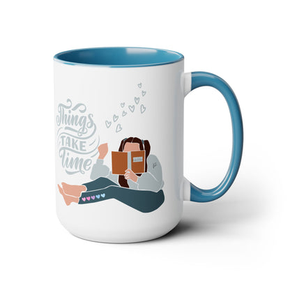 Things Take Time Two-Tone Coffee Mug, 15oz