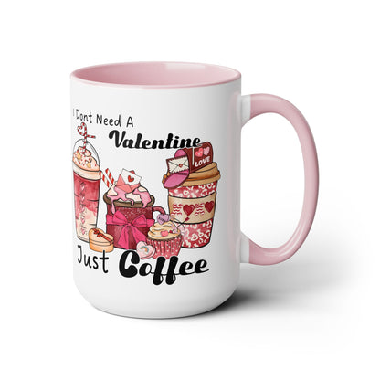 Just Need Coffee Two-Tone Coffee Mug, 15oz Printify Pikolelie Mug