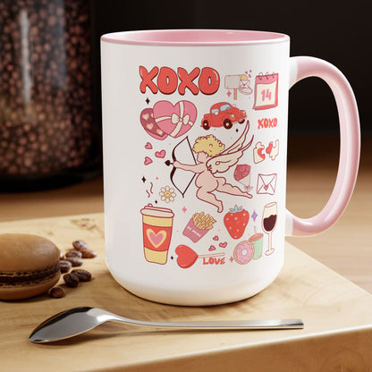 Valentine’s Antojitos Two-Tone Coffee Mug, 15oz Printify Pikolelie Mug