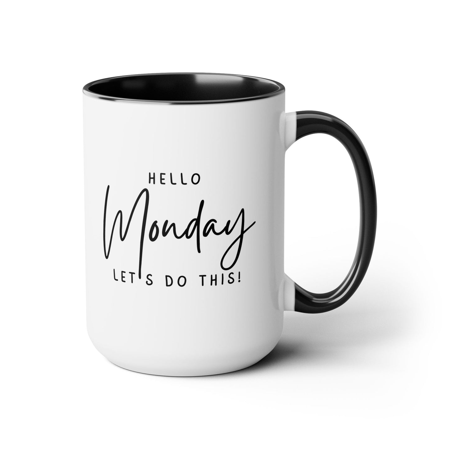 Hello Monday Two-Tone Coffee Mug, 15oz
