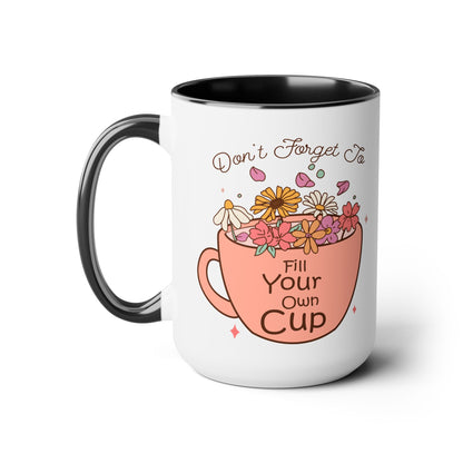 Fill Your Cup Two-Tone Coffee Mug, 15oz