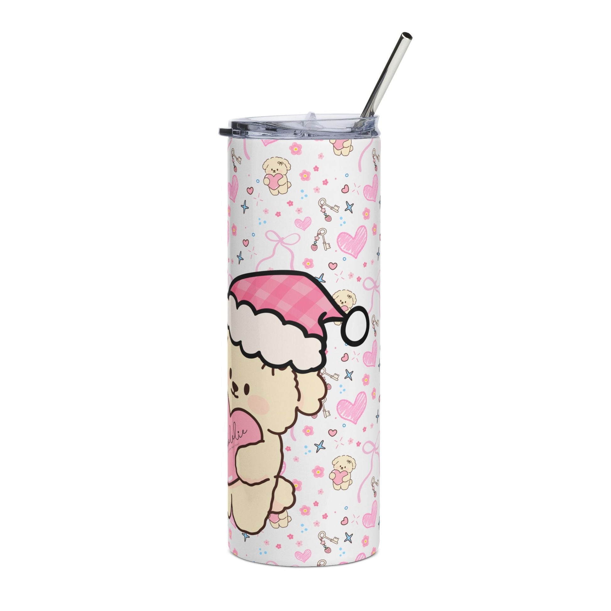20oz Stainless Steel Tumbler — Floral Pink Hearts Cute Pattern, Insulated Travel Cup Printify Pikolelie Mug