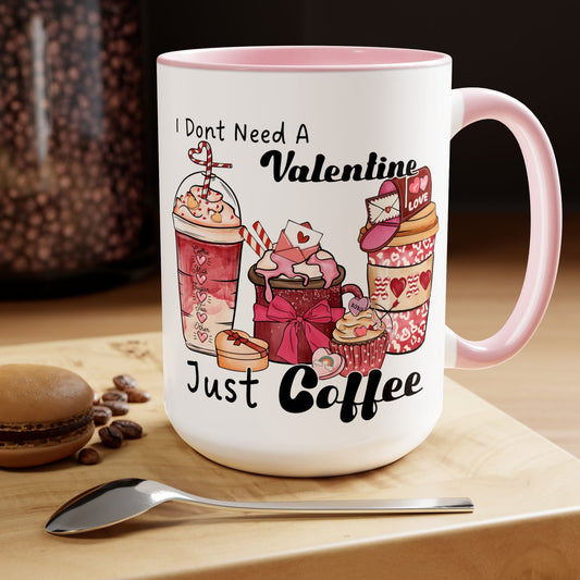 Just Need Coffee Two-Tone Coffee Mug, 15oz Printify Pikolelie Mug