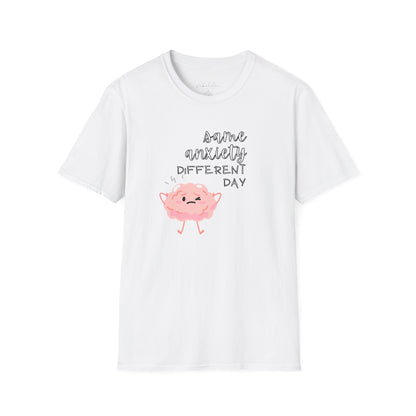 T-Shirt — Cute 'Brain, Anxiety, Different Day' Mental Health Awareness Tee Printify Pikolelie T-Shirt