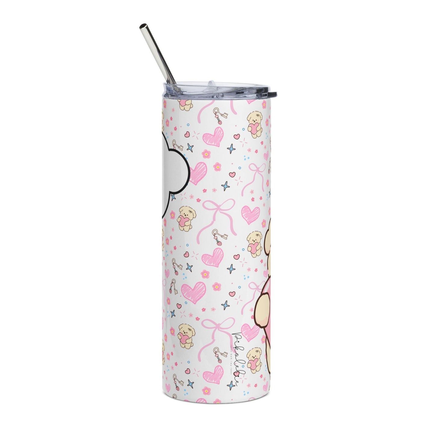 Copy of 20oz Stainless Steel Tumbler — Floral Pink Hearts Cute Pattern, Insulated Travel Cup Printify Pikolelie Mug