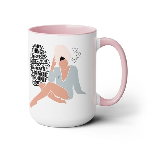 When Things Change Two-Tone Coffee Mug, 15oz Printify Pikolelie Mug