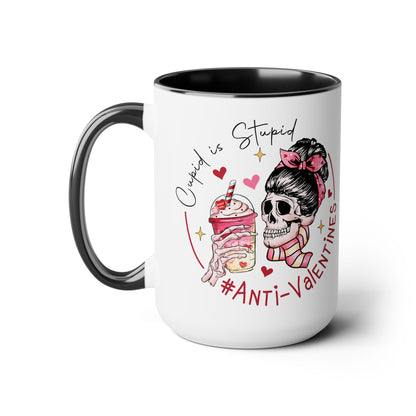 Cupid is Stupid Two-Tone Coffee Mug, 15oz Printify Pikolelie Mug