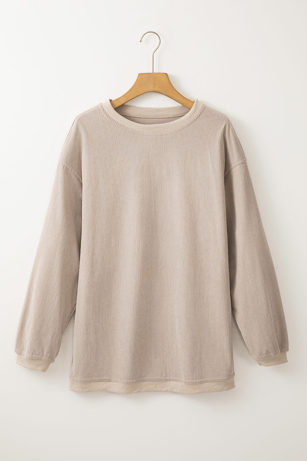 Customizable Long Sleeve Ribbed Corded Oversized Sweatshirt Lovesoft Pikolelie