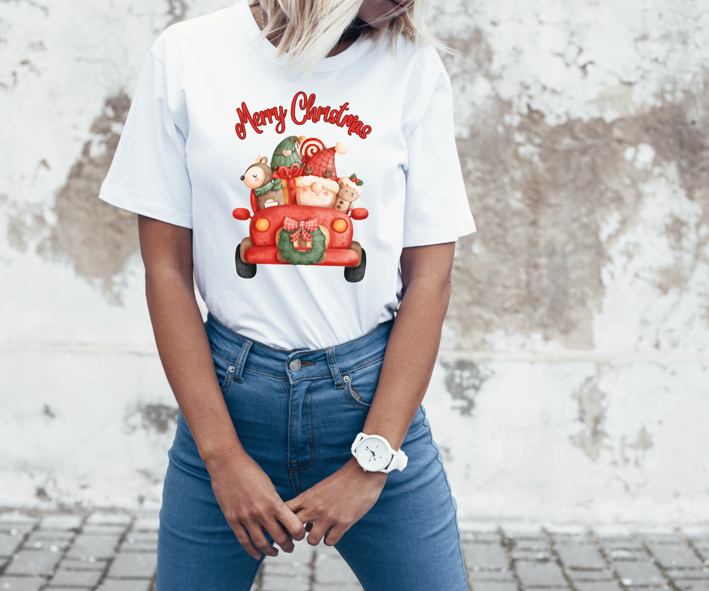 Christmas Truck Tee — 'Merry Christmas' Vintage Santa & Gifts Holiday T-Shirt Printify Pikolelie T-Shirt