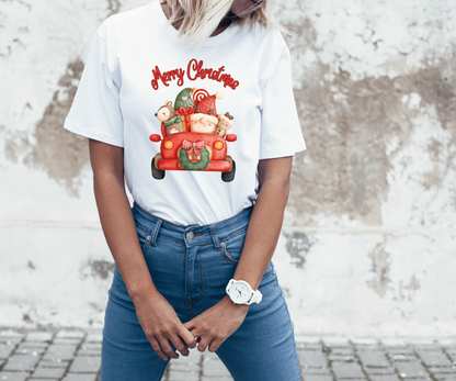 Christmas Truck Tee — 'Merry Christmas' Vintage Santa & Gifts Holiday T-Shirt Printify Pikolelie T-Shirt