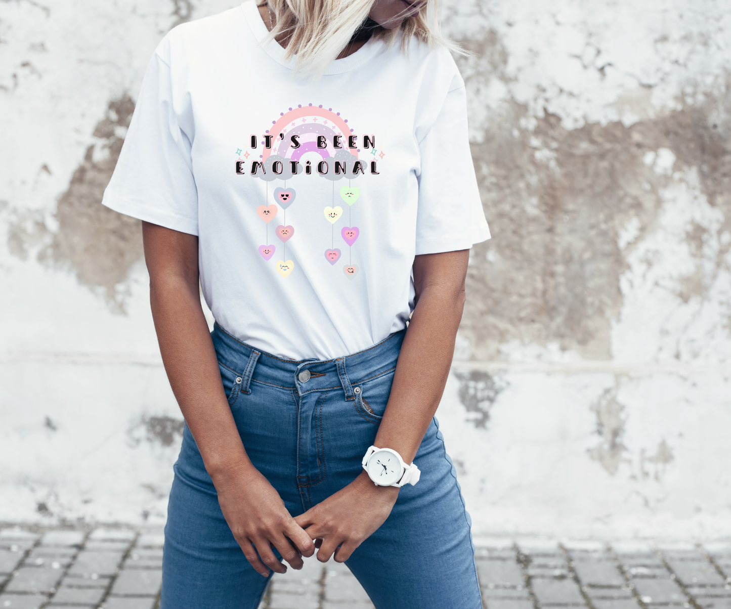 It’s Been Emotional Graphic Tee — Pastel Rainbow Hearts Casual T‑Shirt Printify Pikolelie T-Shirt