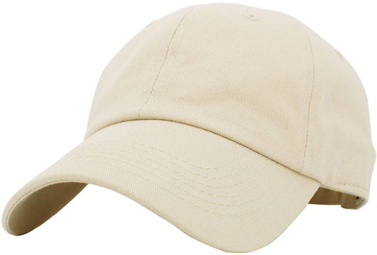 Blank Low Profile Cotton Baseball Cap: Ivory KBETHOS Pikolelie