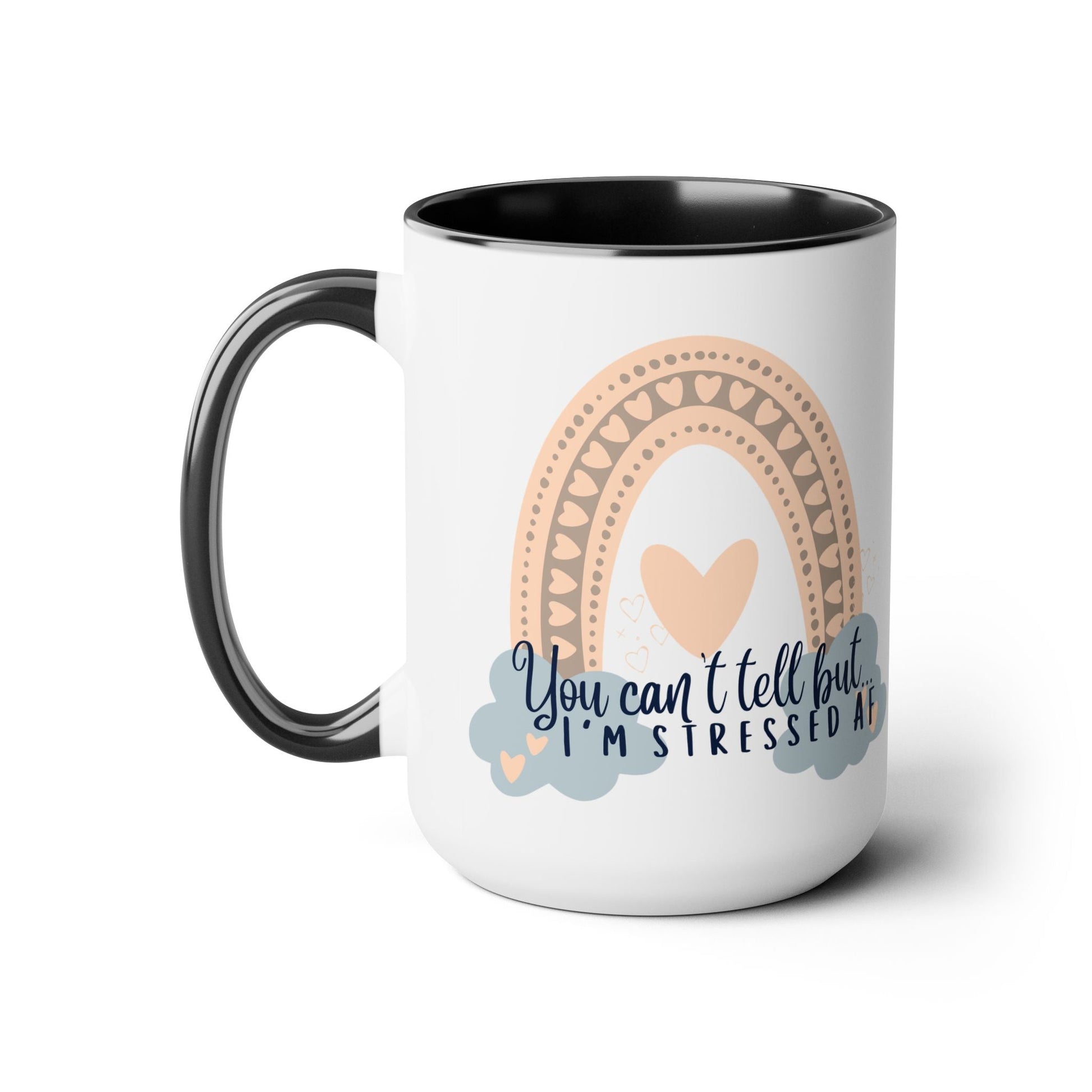 Stressed AF Two-Tone Coffee Mug, 15oz Printify Pikolelie Mug