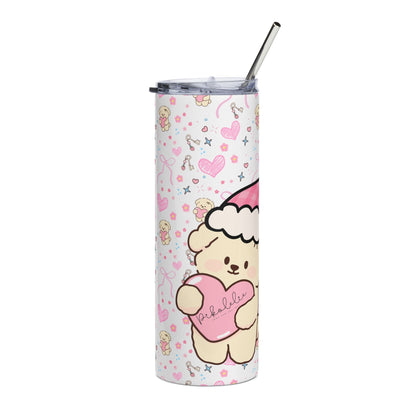 20oz Stainless Steel Tumbler — Floral Pink Hearts Cute Pattern, Insulated Travel Cup Printify Pikolelie Mug