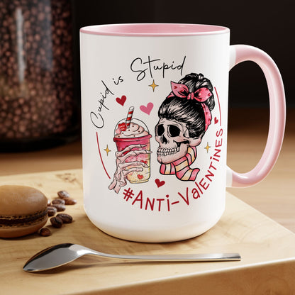 Cupid is Stupid Two-Tone Coffee Mug, 15oz Printify Pikolelie Mug
