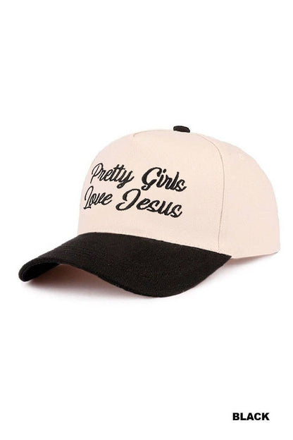 ,,,..1219 Pretty Girls Love Jesus Two Tone Cotton Hat SI-29249: FLORAL-193288 / OS 42POPS Pikolelie
