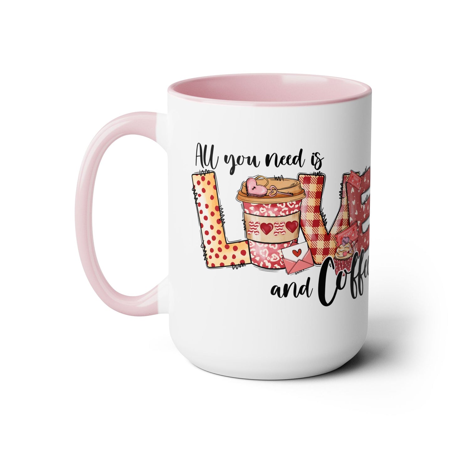 Love and Coffee Two-Tone Coffee Mug, 15oz