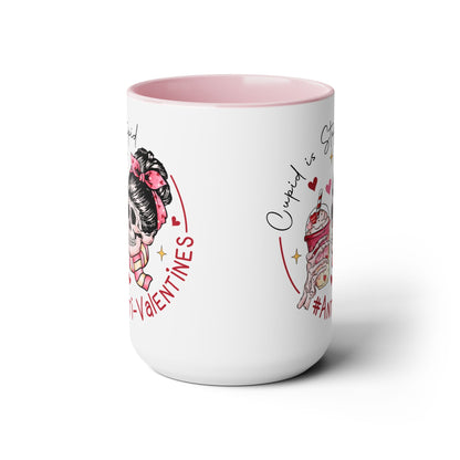 Cupid is Stupid Two-Tone Coffee Mug, 15oz Printify Pikolelie Mug