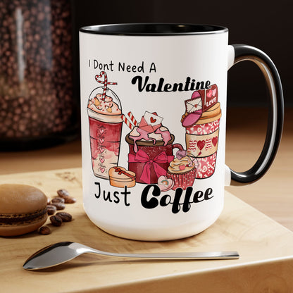 Just Need Coffee Two-Tone Coffee Mug, 15oz Printify Pikolelie Mug