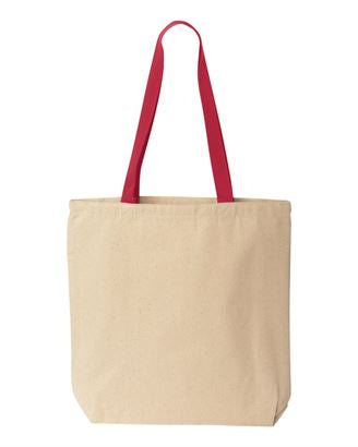 10oz Gusseted Cotton Canvas Tote with Colored Handle Pikolelie Pikolelie