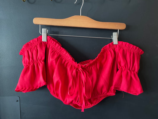 Red Mini Off The Soulder Crop Top- S Pikolelie Pikolelie