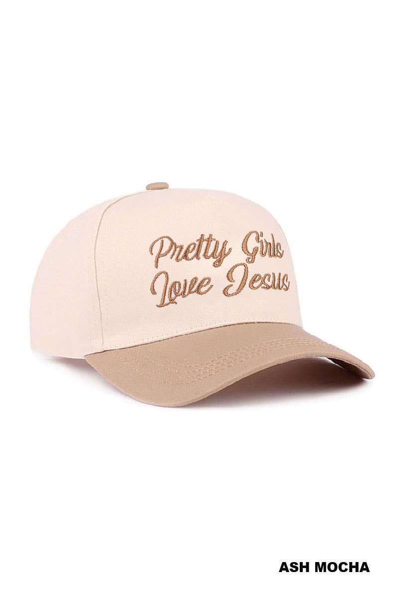 ,,,..1219 Pretty Girls Love Jesus Two Tone Cotton Hat SI-29249: FLORAL-193288 / OS 42POPS Pikolelie